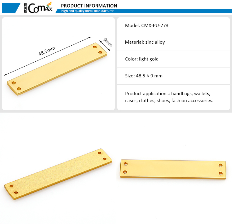 Custom Sewing Metal Clothing Labels Golden Blank Name Tags for Clothing Customer Size