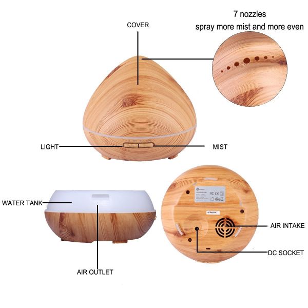 China Factory 400ml Essential Oil Diffuser Aromatherapy Humidifier Wood Grain Aroma Diffuser for Home, Bedroom,Yoga