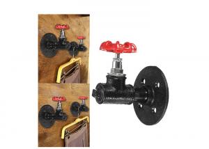 China Threaded Malleable Iron Tee Red Spigot Handle Style Hooks For Wall Mounted Coat Rack on sale