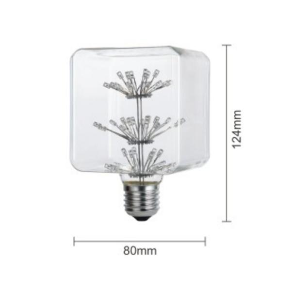 Child Bedroon 3w Decorative Filament Light Bulbs G80 Ice Square Glass