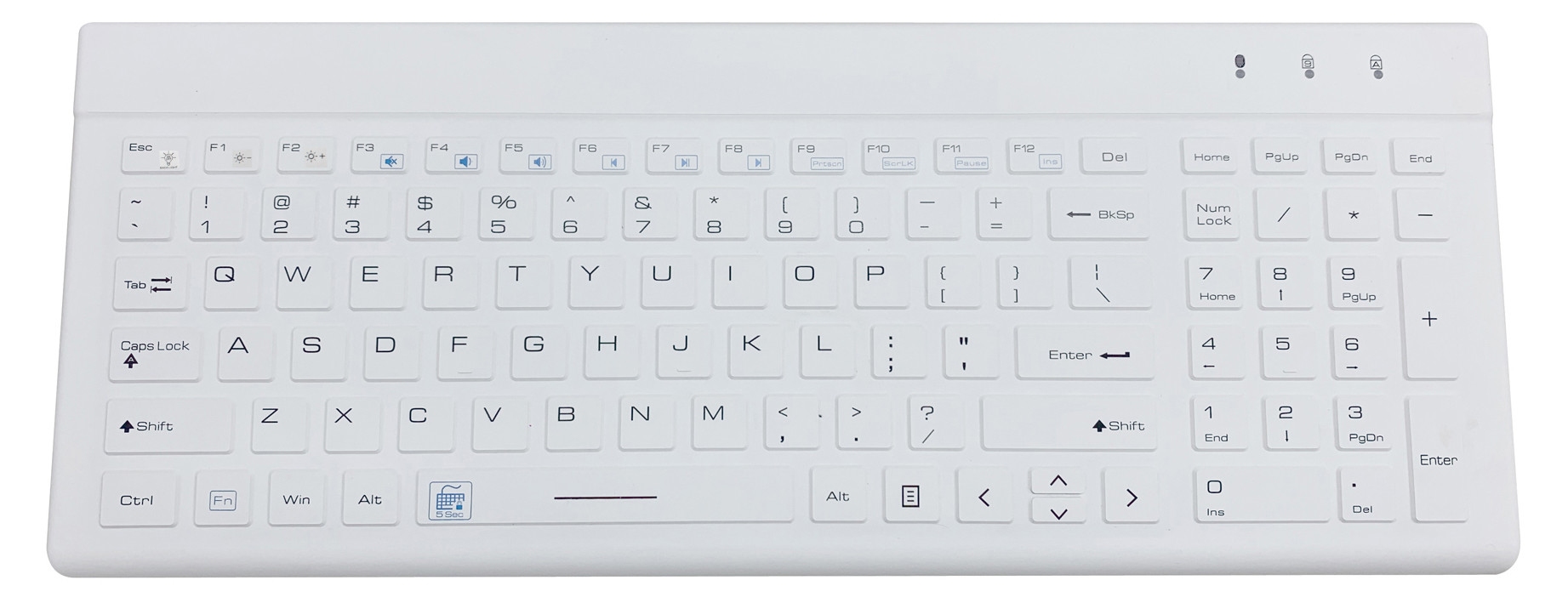 Washable Medical Industrial Silicone Backlit Keyboard With Low-profile Keys