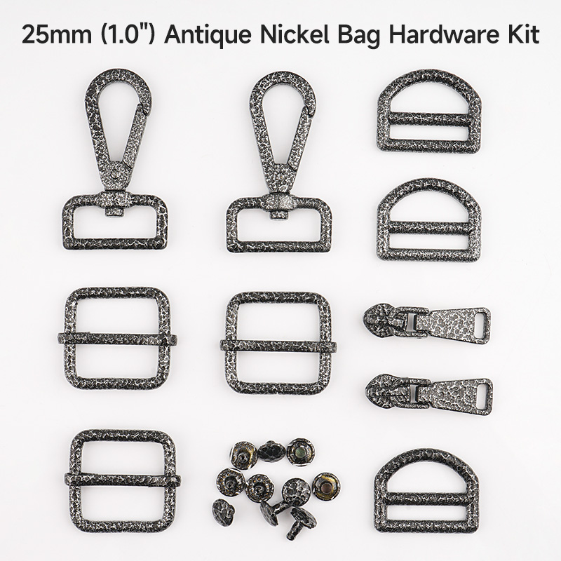 Antique Nickel D Shape Buckle Slider Tri-Glide for 1" Metal Buckle Slides and Straps