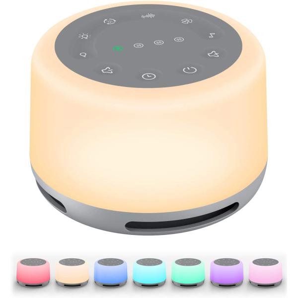 White Noise Sleep Machine With 24 HIFI Soothing Sounds Color Night Light Rechargeable Portable Sleep Machine For Baby Ad