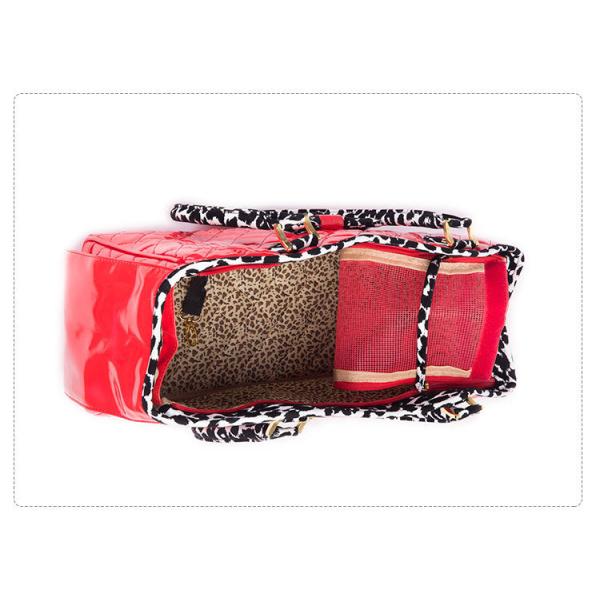 Bright PU Leather Quality Leopard Dog Handbag Outdoor Pet Carriers