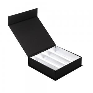 China Custom Eid Favor Box Rigid Hard Easy Fold Black Magnetic Gift Boxes With Dividers on sale