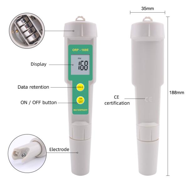Pool 4 Digital LCD 265mV Redox Waterproof ORP Meter