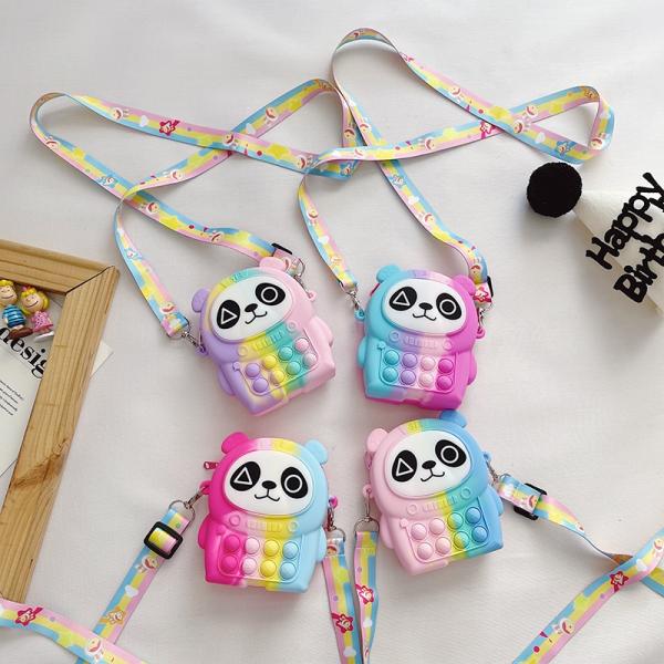 Silicone Shoulder Fidget Pop Purse Cute Cartoon Panda For Kids