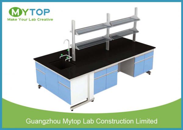 Cheap C Frame Medical Workbench Furniture With MDF Cabinet Black Epoxy Resin Worktop for sale