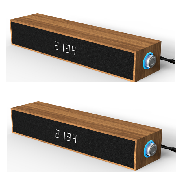 Retro Wooden Bluetooth 5.4 Speaker with Ambient Light & Clock Display, Dual 2" Drivers 6W, USB Card Playback, Desktop Audio