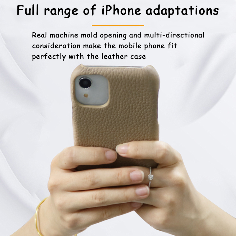Minibook Handmade Luxury Full Grain Pebble Leather Phone Case for Iphone 13 14 Pro Max