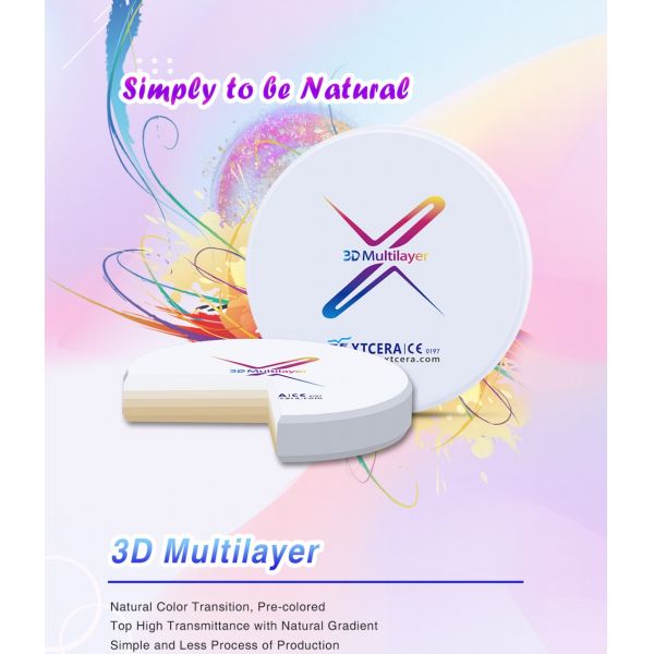 750mpa 3D Multilayer Zirconia Ceramic Disc CAD CAM Zirconia Disk