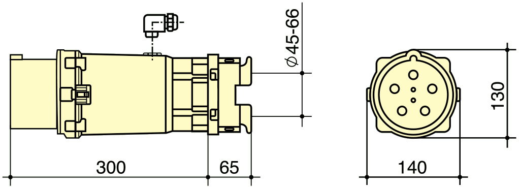 Industrial High Current Plugs And Sockets PowerSyntax 4P 160A IP67 380V Heavy Duty No. 75201X