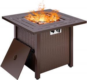 Quality 28 Inch 50,000 BTU Small Portable Propane Fire Pit With Lava Stone Wicker Look wholesale