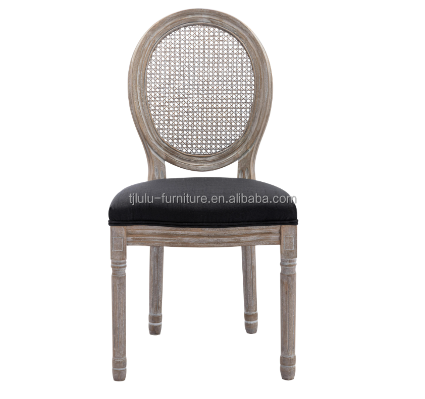 Hotel Furniture Classic Style Rattan Back Banquet Modern Nordic Chair 50pcs Upholstered Solid Wood Wedding Chair for Events