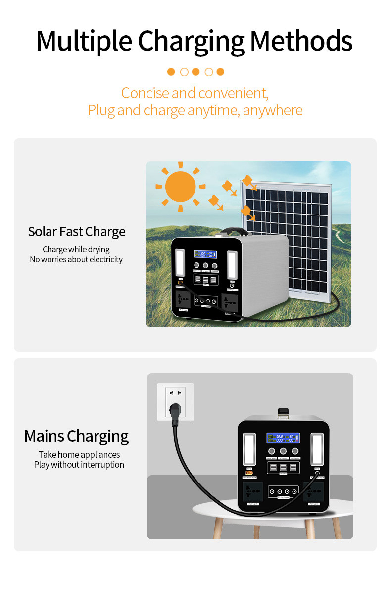 Solar generator 1000W 220V 110V Lithium battery solar portable power bank station 1000W