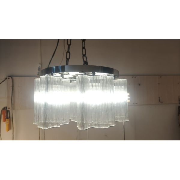 Modern Classic Simple White LED Light Flower Shape Metal Frame Hanging Crystal Chandelier for Wedding Hall Decor Ceiling Grid