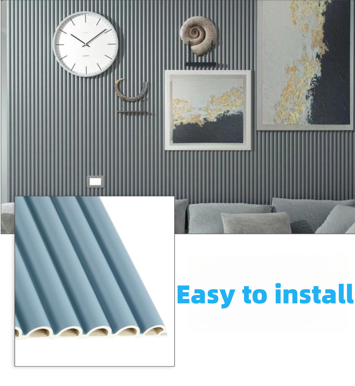 Slat Interiored Nano PVC Wood Effect Indoor Fluted Wall Panel for Wall Decoration