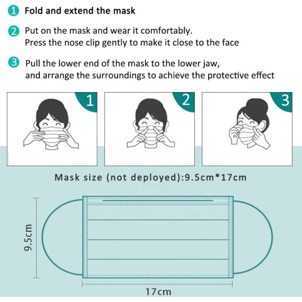 Dustproof Disposable Protective Face Mask 3 Ply Virus Protection Dental Civil Use