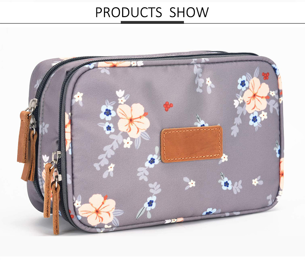 Women Travel Double Zip Polyester Cosmetic Bag