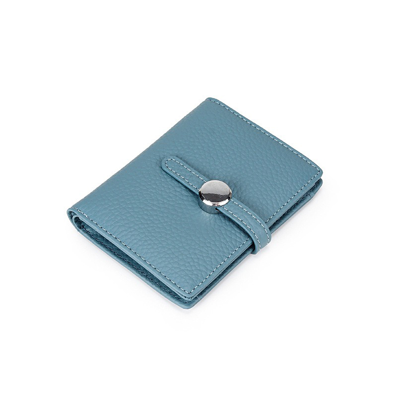 Women's Genuine Leather Wallet Half-fold Short Design Drawstring Closure 12CM*9CM*1.5CM
