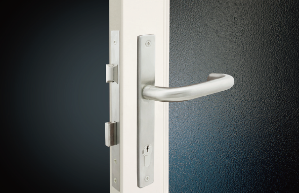 Narrow plate front door handle set external