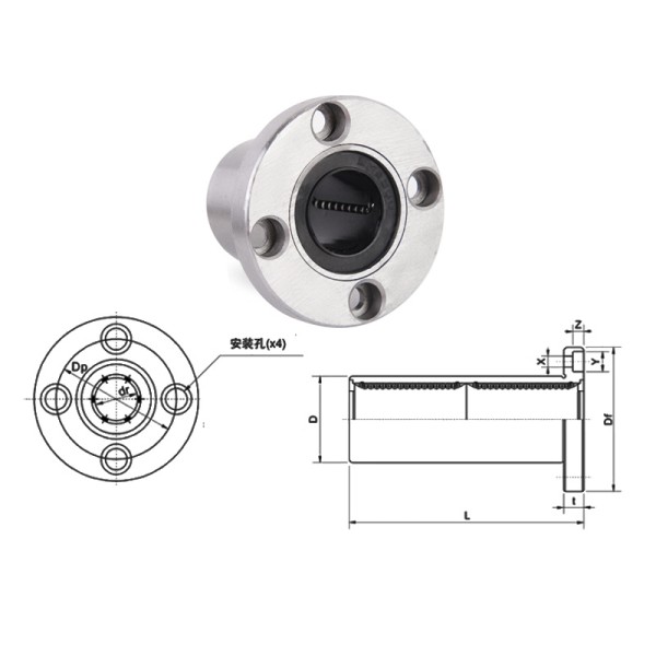 High Load Capacity Flanged Linear Bearing LMF8UU 8*15*17mm 3D Printer Mini Linear Bearing