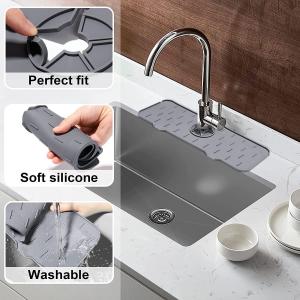 China Sink Draining Pad Behind Faucet Splash Water catcher Mat Silicone Faucet Mat for Kitchen on sale