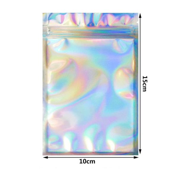 Flat Holographic Aluminum Foil Bag Non Toxic Candy / Soap Use