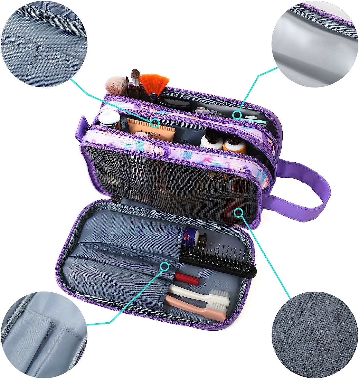 Travel Toiletry Bag for Little Young Girls Cosmetic Makeup Waterproof Hanging Wash Bag Toddler Traveling Toiletries