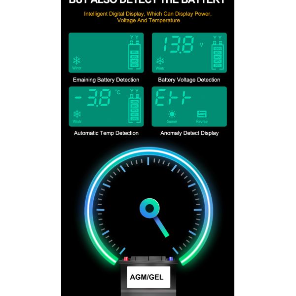 Smart 7-Stage Lead-Acid Battery Charger 12V/24V 6A for Car Motorcycle Truck Vehicle 125W Output Power