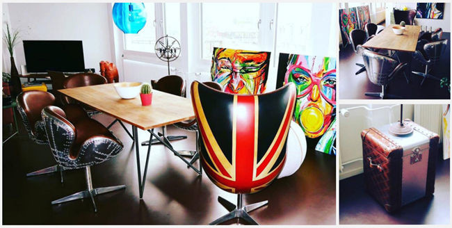 Alumium Covered Union Jack Aviator Egg Chair Vintage Antique