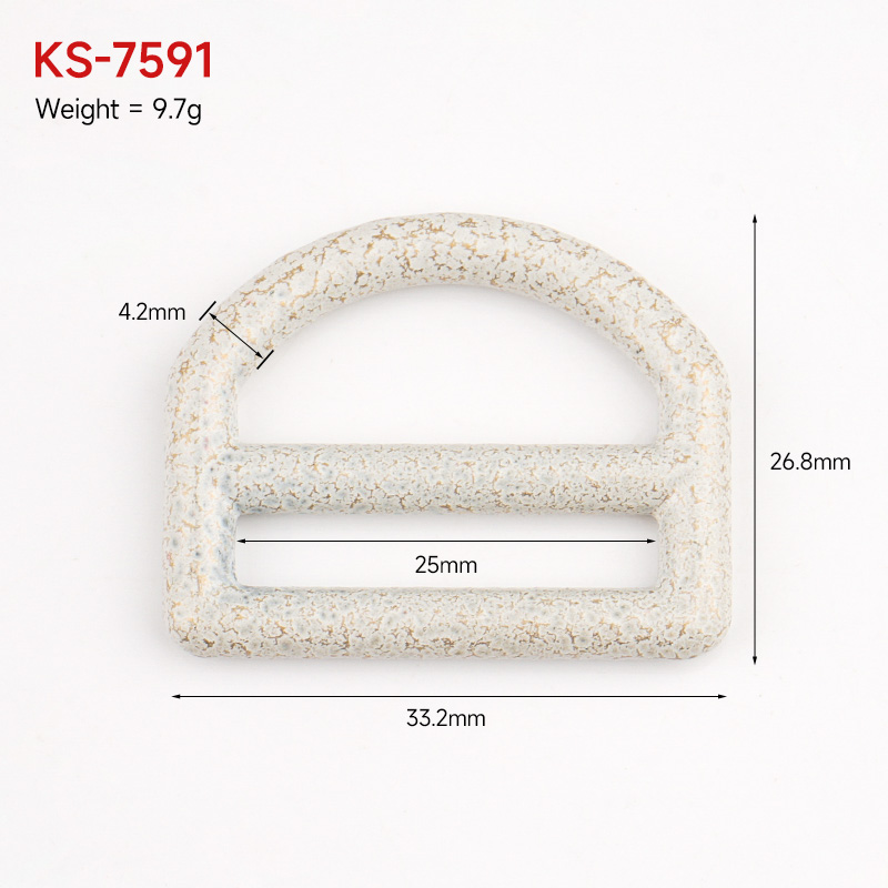 Custom Handbag Hardware 1 Inch Metal Tri Glide Buckle with White D Shape Slide Adjustor