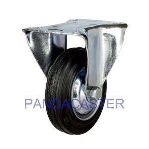 Quality Industrial Rigid Caster , 4 Inch Black Rubber 4 Inch Castor Wheels For Carts wholesale