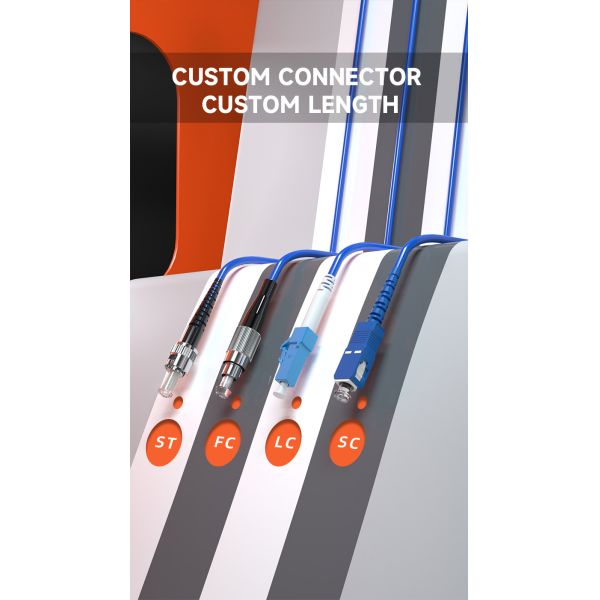 FTTH PVC 3.0MM Single Mode G657A1 3M ST/UPC-ST/UPC Armored Fiber Optic Patch Cord