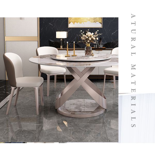Italian High Quality Dining Room Furniture Long Slate Table and Steel Legs 4 6 Chairs Set