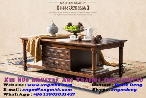Quality Square living room double storey drawer antique hardware handle coffee table wholesale