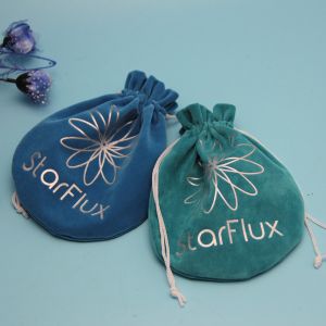 Quality Sliver Printed Logo Fidget Spinner Velvet Drawstring Bag wholesale