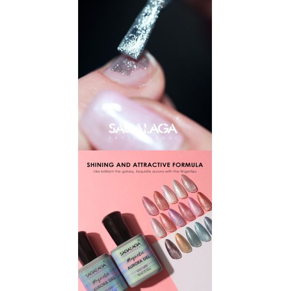 Cateye Galactic Glitter Effect Magic Gel Nail Polish Custom Logo 15ml Soak Off UV LED Auroras Gel Polish MSDS Certified