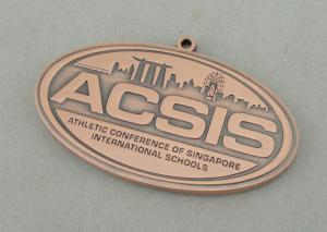 Quality Athletic International Schools Die Cast Medals , Antique Copper Plating 3.5 Inch Medal wholesale