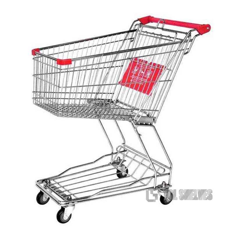 Supermarket Shopping Cart Trolley 60L Capacity Medium Duty 4 Wheels OEM