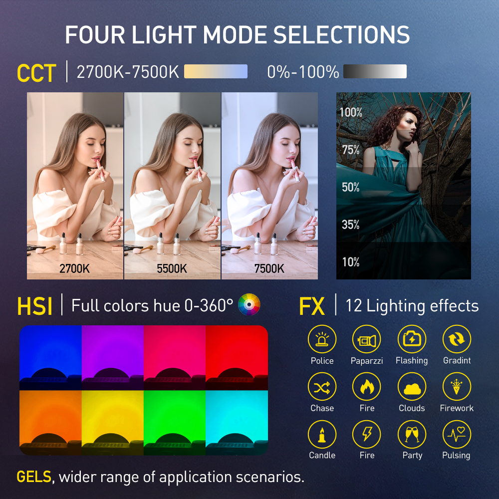 High-power 100w RGB color light mini live broadcast light suitable for outdoor selfie fill light