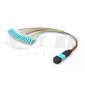 China MTP-LC Patch Cord 16 Cores Multimode Low Loss OM3 OM4 Polarity A/AF For MPO Cassette on sale