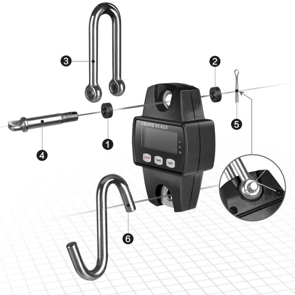 OCS-L Mini Digital Crane Scale Industrial Hook Weighing Scale High Accuracy Digital Load Cell 3*AAA Dry Battery Steel OEM 300KG