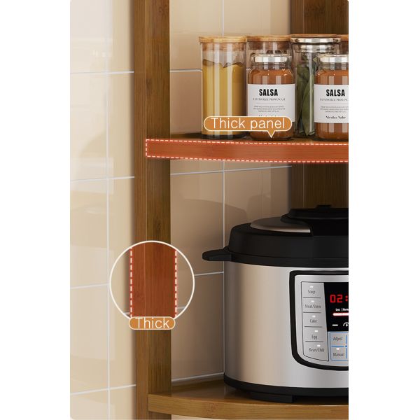 Y Mail Packing Space-Saving Corner Kitchen Storage Shelves Free-Standing Spice Organizer Holder with Bamboo Material
