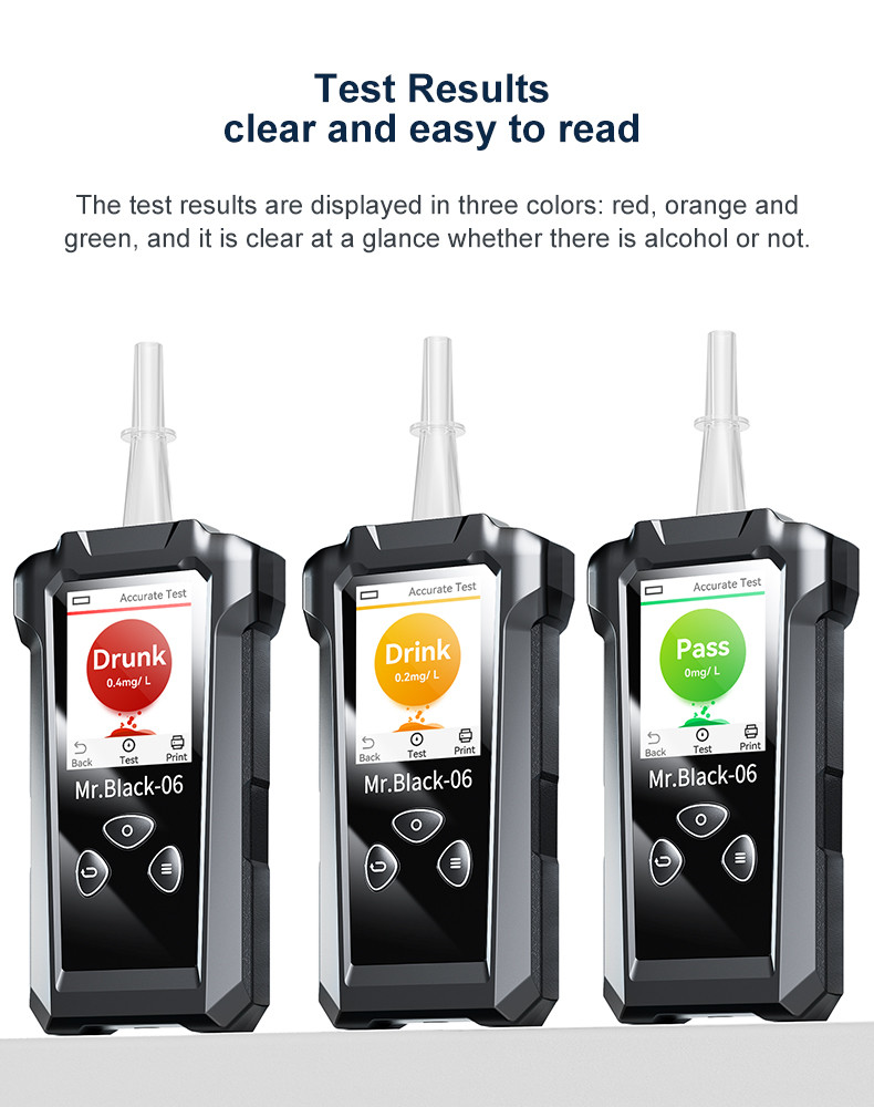Type C Data Transfer Police Alcohol Breathalyzer With 0.00-600mg/100ML Detection Range