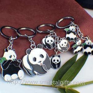 China Custom made metal panda drop charms keychain, China painted drop ornaments key chain, on sale