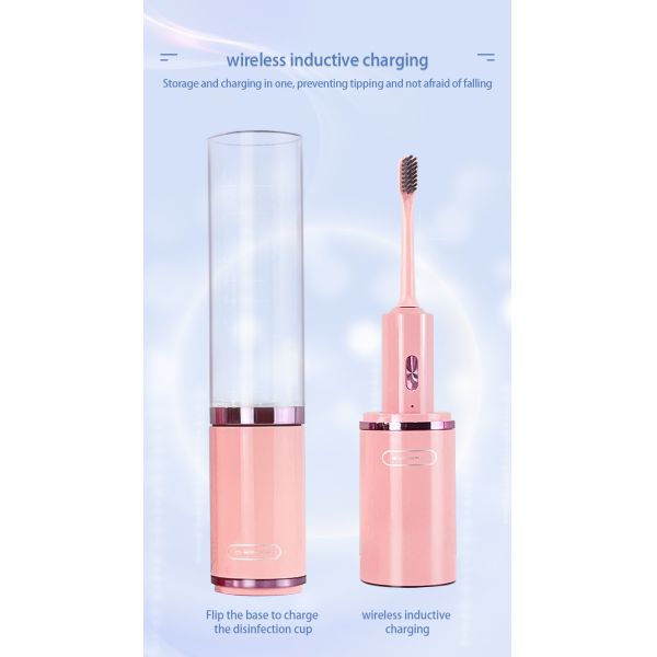 New Design UV 360 Disinfection And Mouthwash 2-In-1 Cup Wireless Charging Adult OEM Sonic Electric Toothbrush
