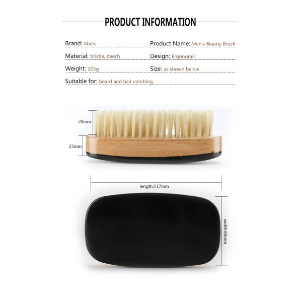 Private Label Square Men Wave Brush Beach Wood Handle Medium Hard Boar Bristle