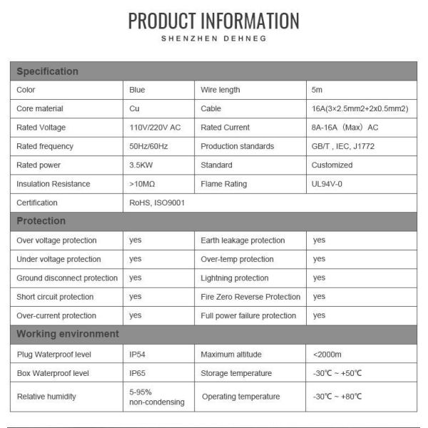 16A European Standard Factory Direct Sales Universal 3.5kw Portable Electric Vehicle Charging Gun Charging Station