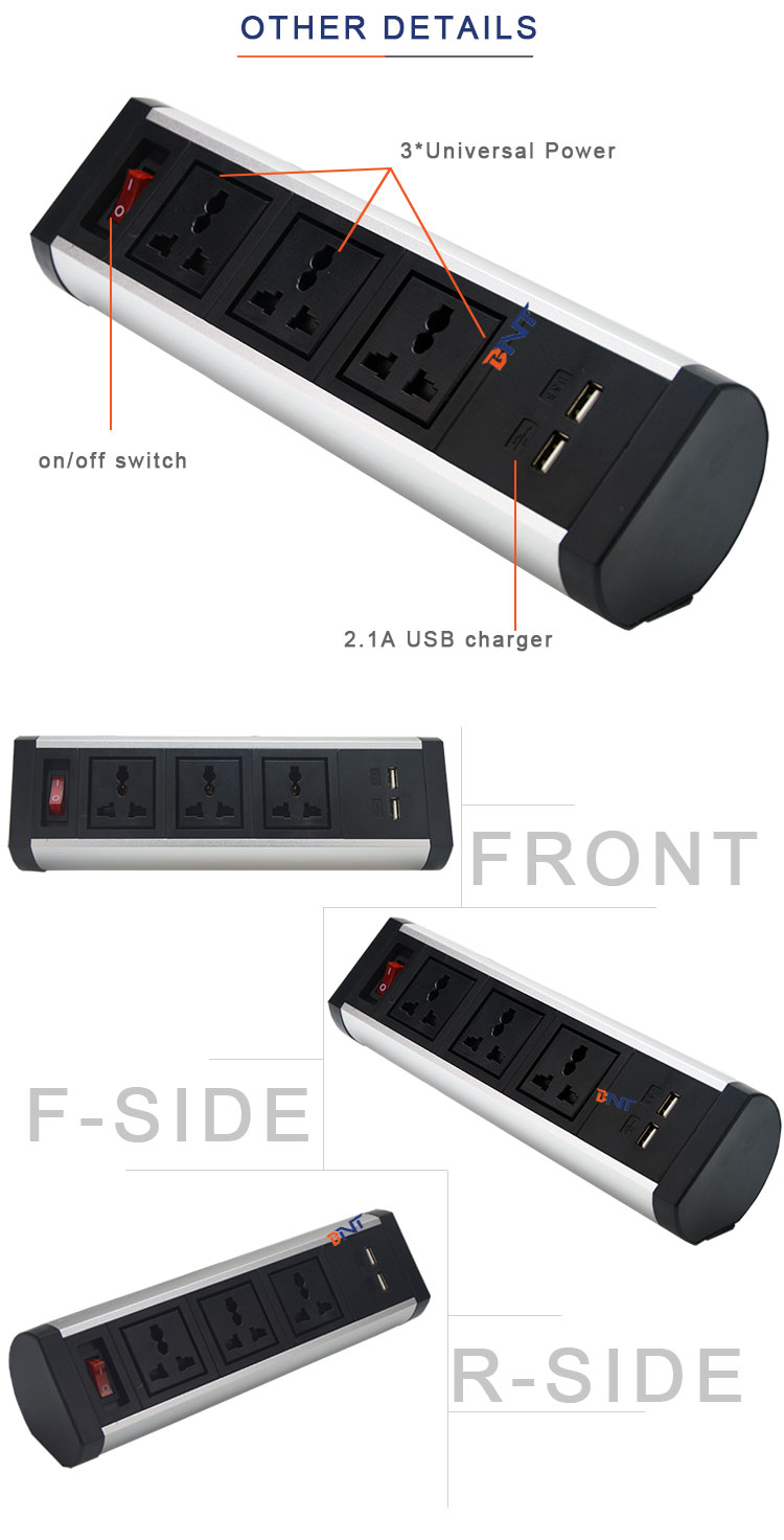 Multimedia standard grounding clamp on desk power socket for table